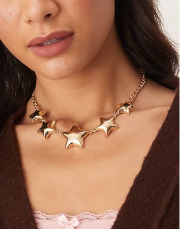 statement gradient star necklace in gold
