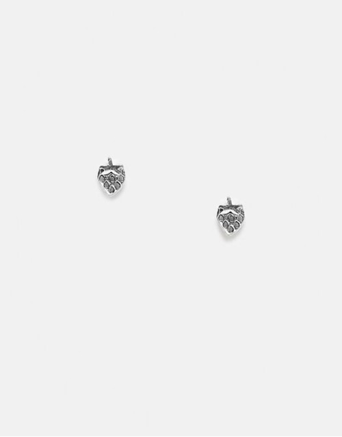 strawberry stud earrings in sterling silver