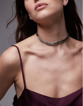 Nate triple block necklace in silver tone